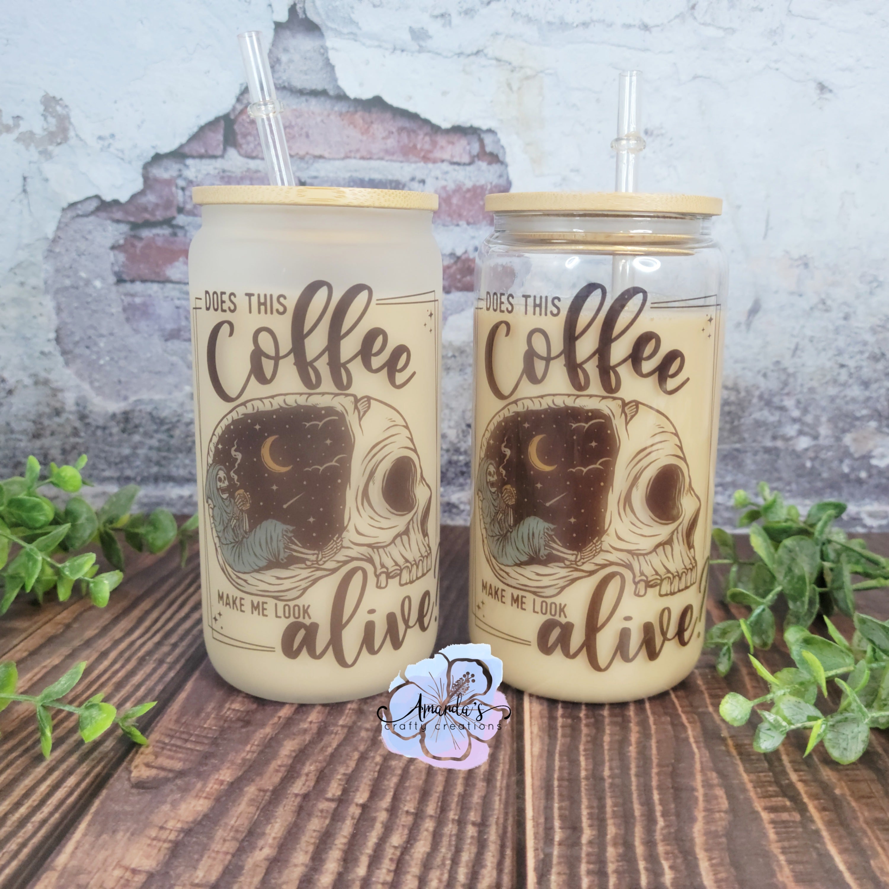 But First Coffee Frosted Glass Can, 16 oz Iced Coffee Mug with Bamboo –  Candicouturedesigns