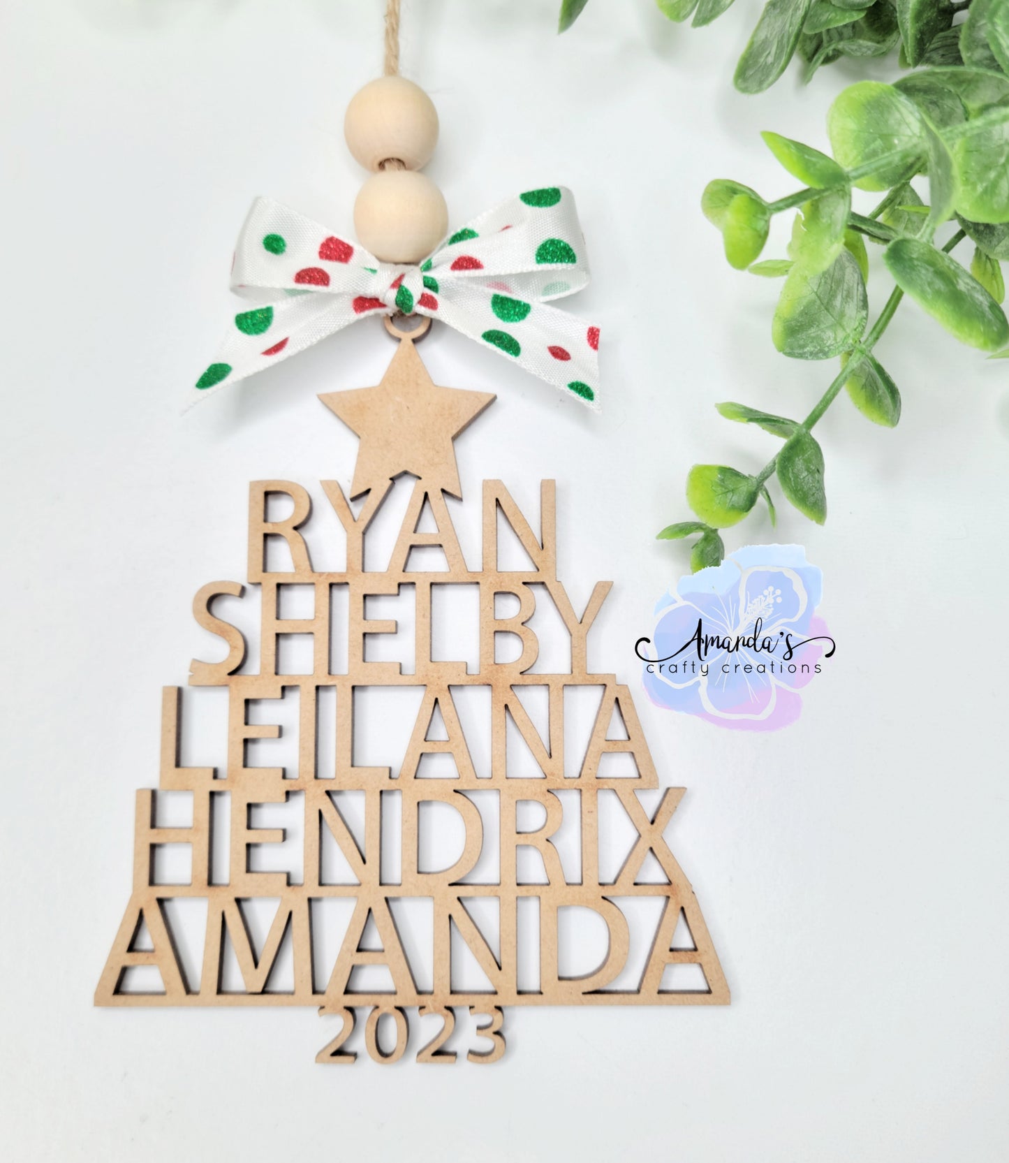 "Name Tree" 2023 ornament, family names, tree of names, family ornament, keepsake, christmas