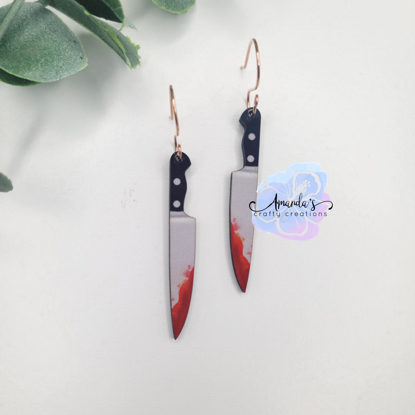 Drop Earrings, Knife shape earrings, bloody knife horror spooky scary, halloween Drop Earrings