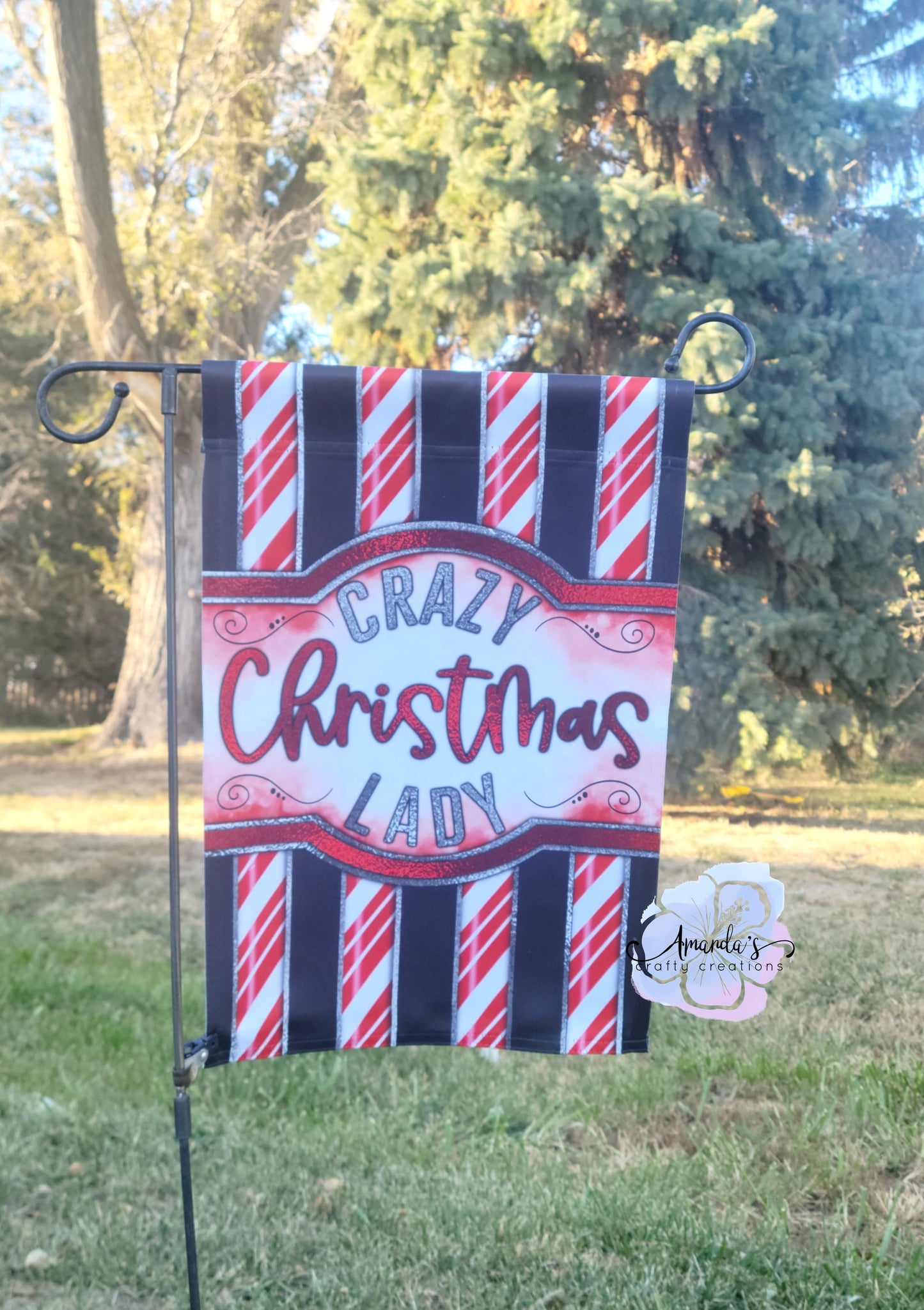"Crazy Christmas Lady" Garden Flag - Christmas Garden Flag, Garden Decor, Home Decorations, Christmas Sign