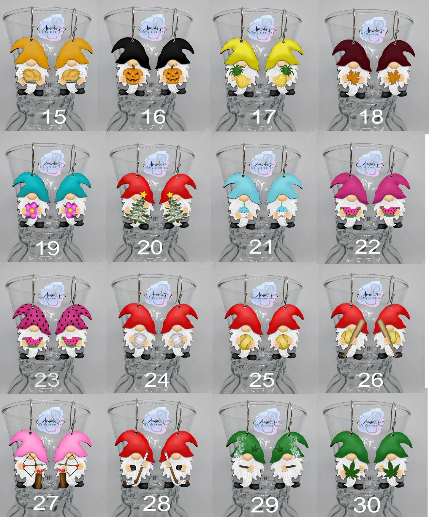 Drop Earrings, Gnome Earrings, Hanging Gnome Earrings, DOUBLE-SIDED naked butt Gnome earrings