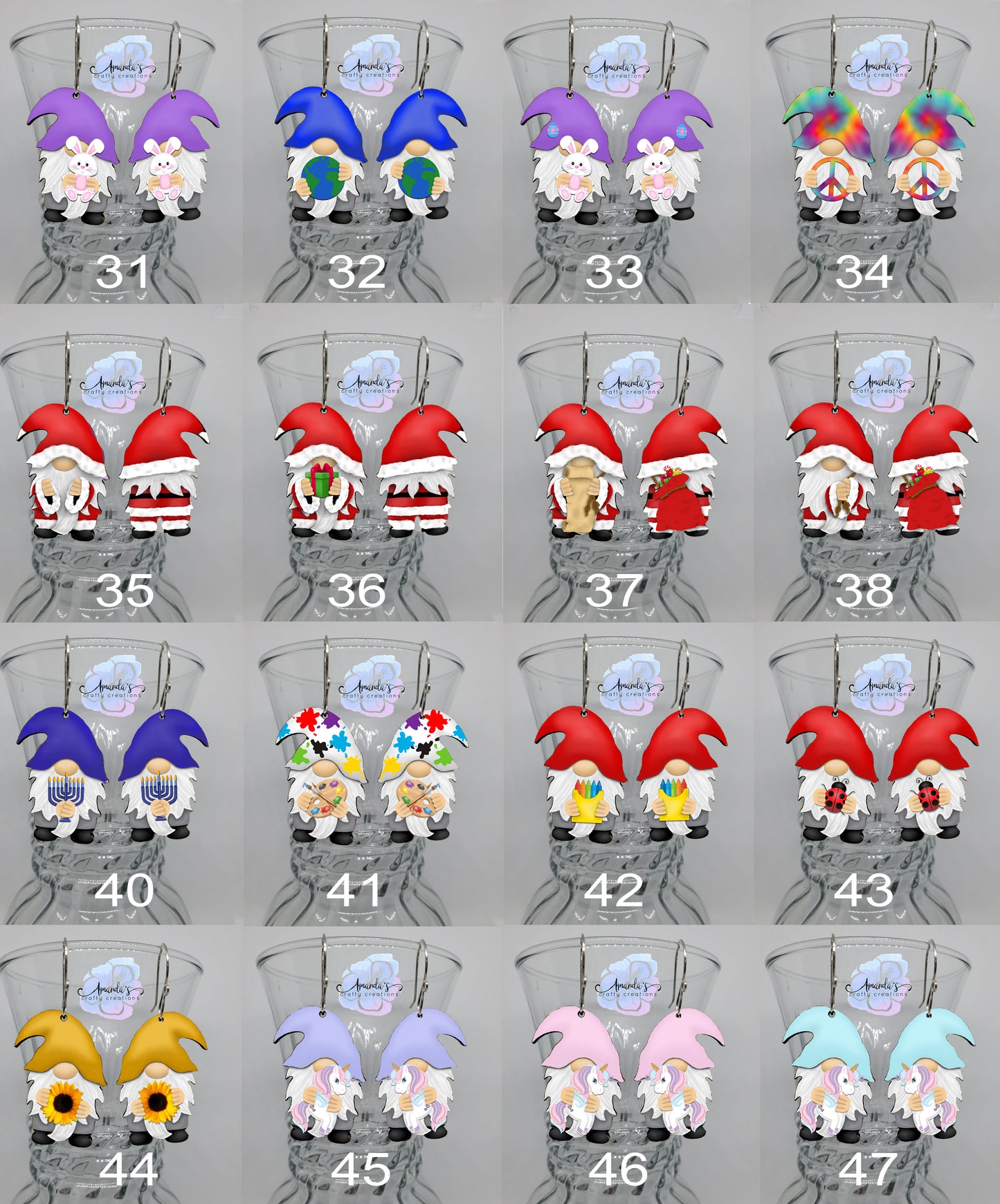 Drop Earrings, Gnome Earrings, Hanging Gnome Earrings, DOUBLE-SIDED naked butt Gnome earrings