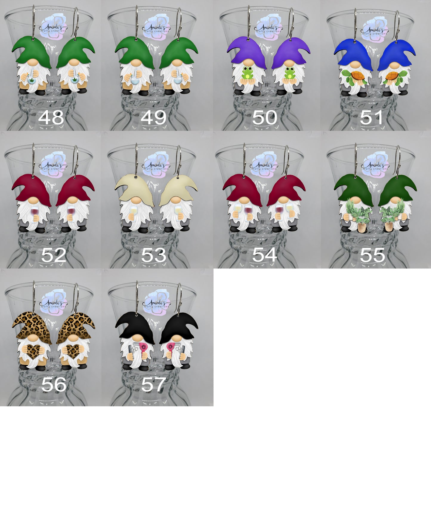 Drop Earrings, Gnome Earrings, Hanging Gnome Earrings, DOUBLE-SIDED naked butt Gnome earrings