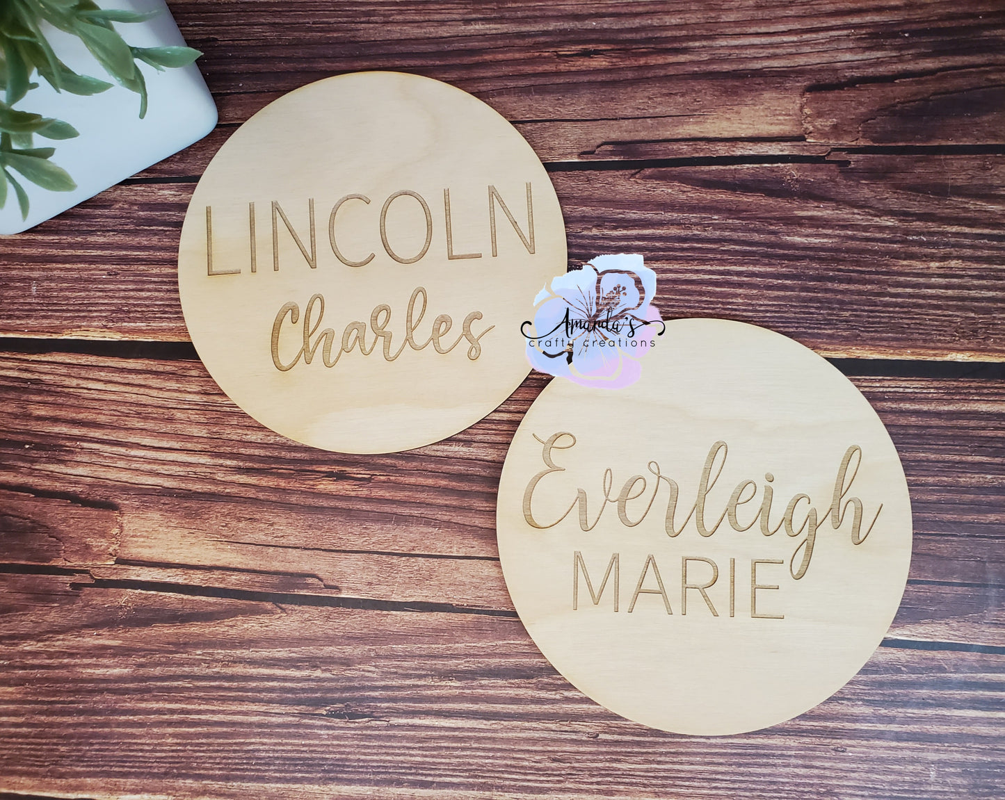 Customizable baby names round home decor