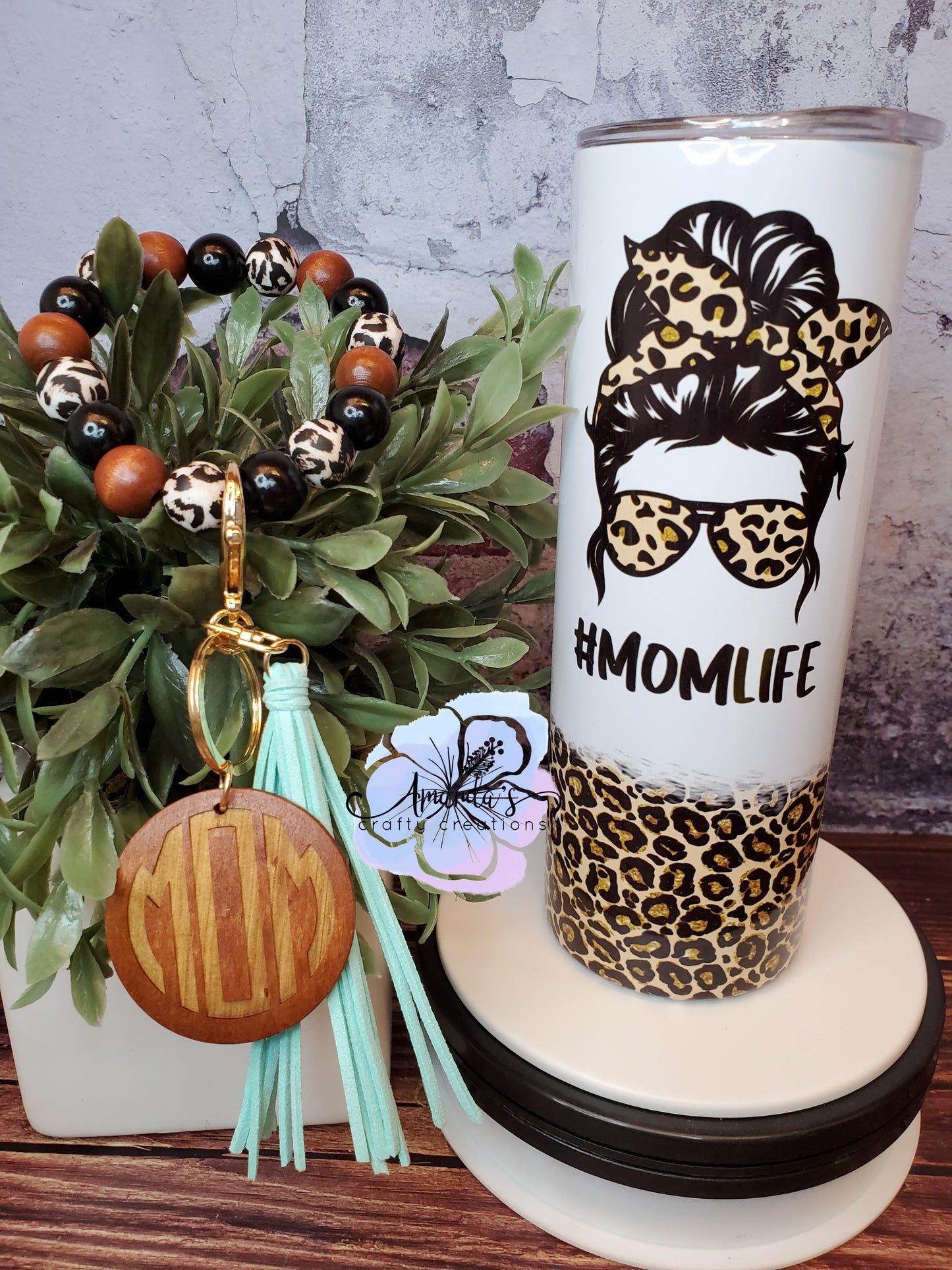 Hashtag Mom Life leopard print tumbler