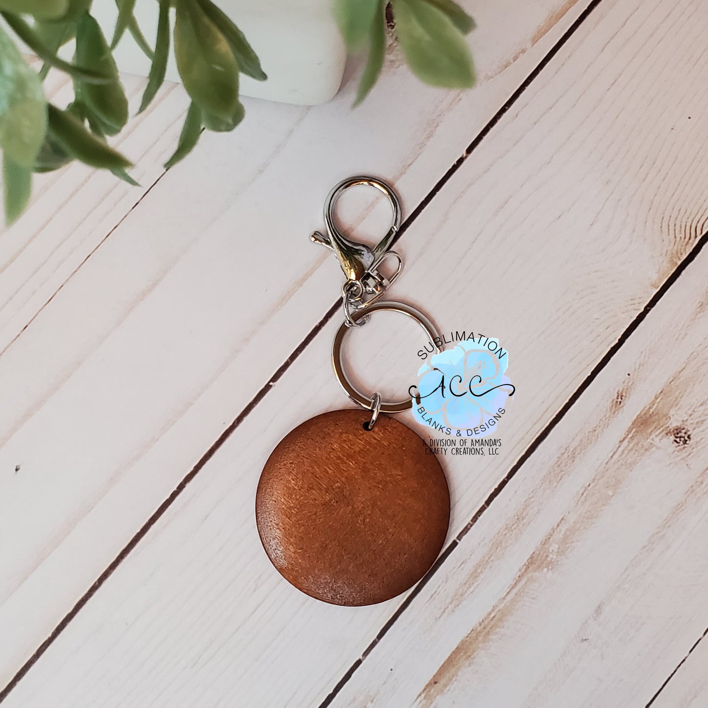 Customizable 2" Wood disc keychain