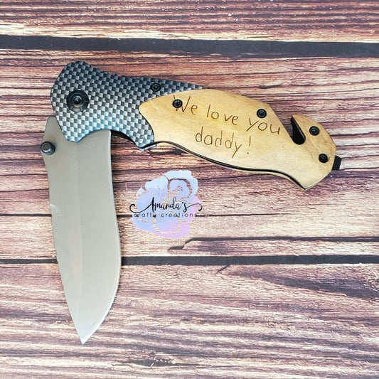 Customizable Wood handle pocket knife