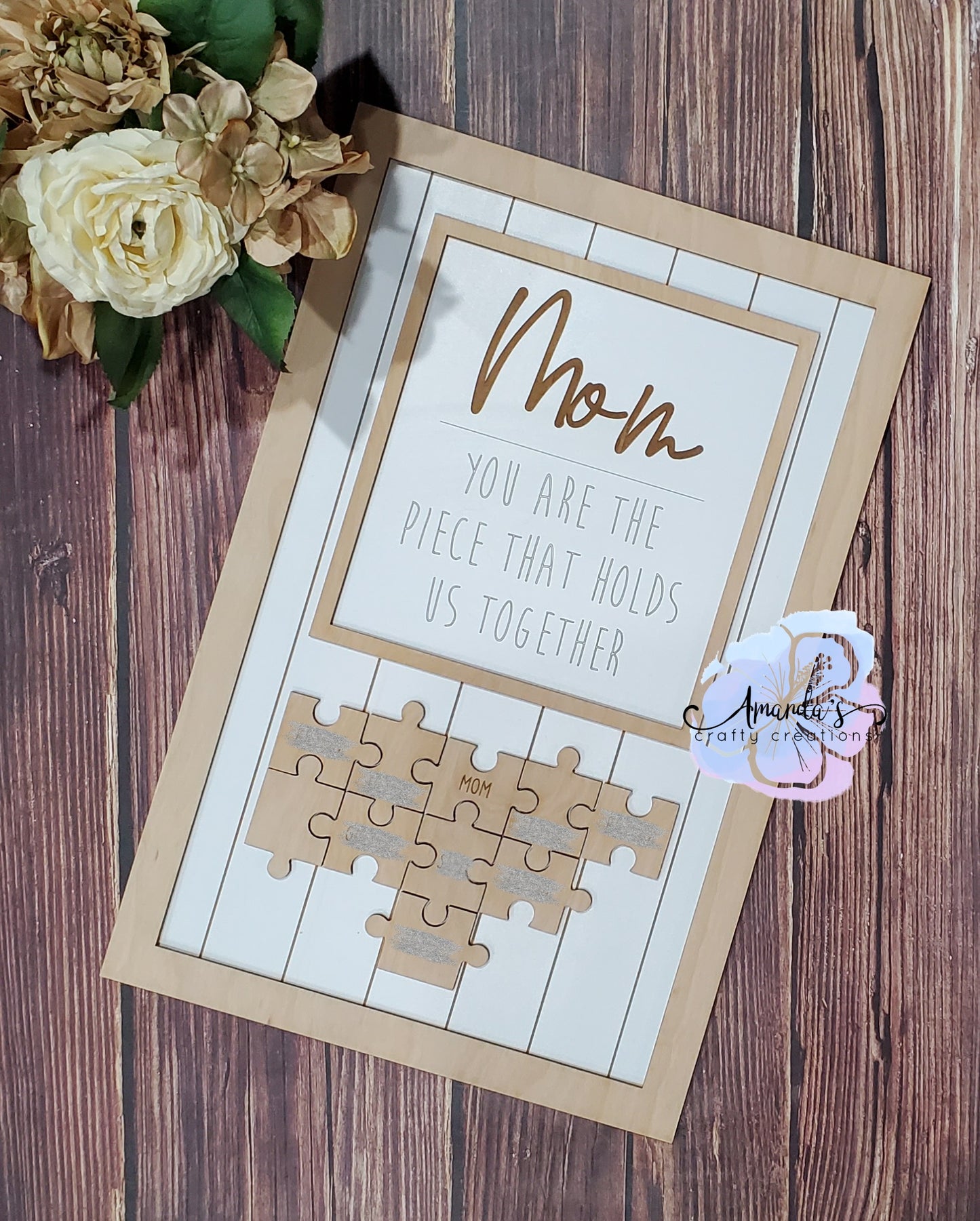 Mom, you are the piece that hold us together puzzle piece home decor