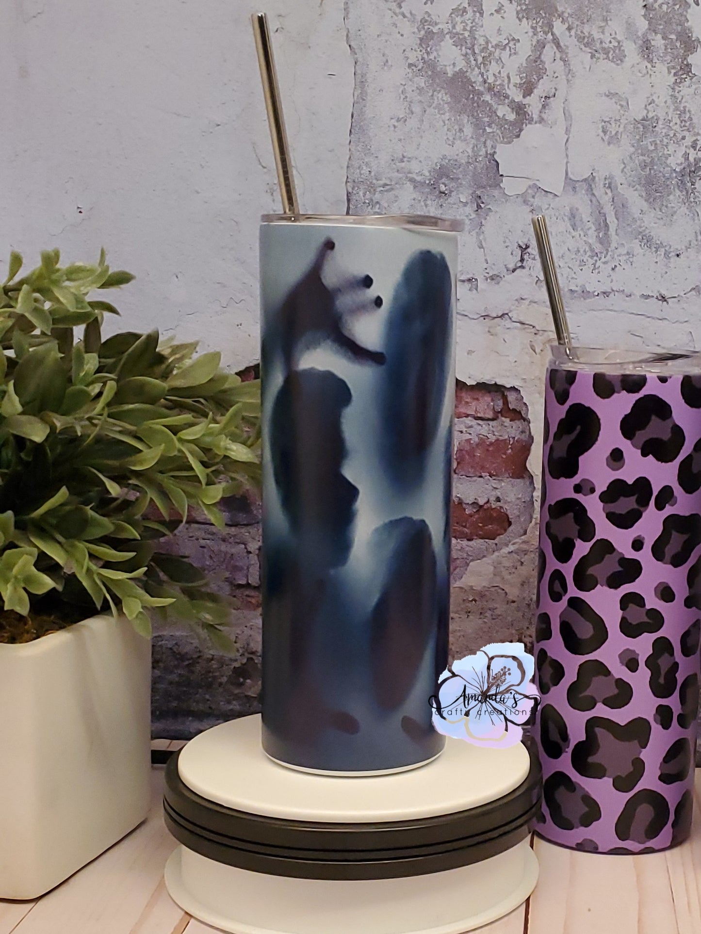 Creepy halloween tumbler with shadows of the dead