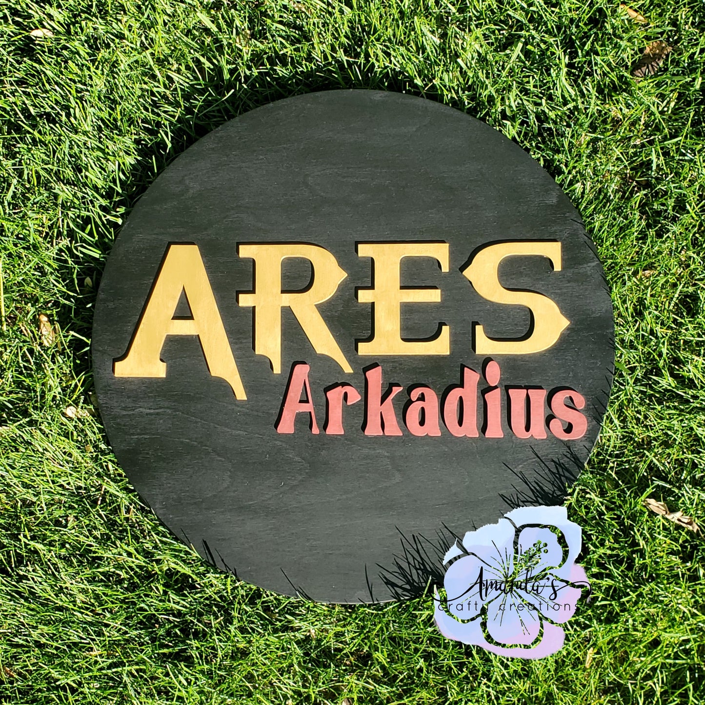 Customizable laser cut baby name round home decor