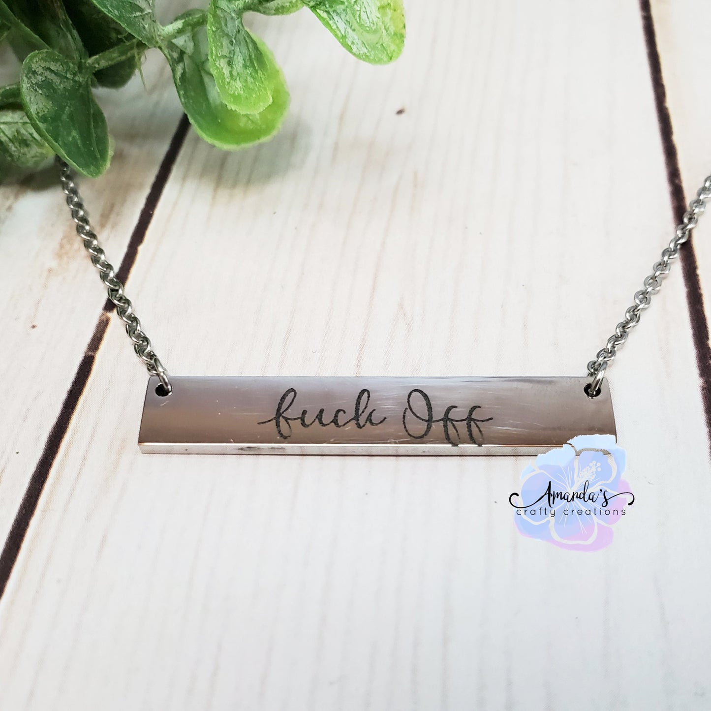 Customizable metal necklace, fuck off