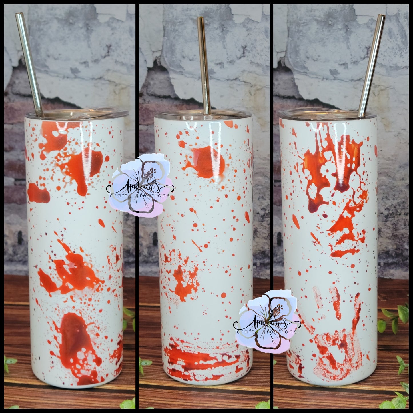 blood splatter creepy tumbler
