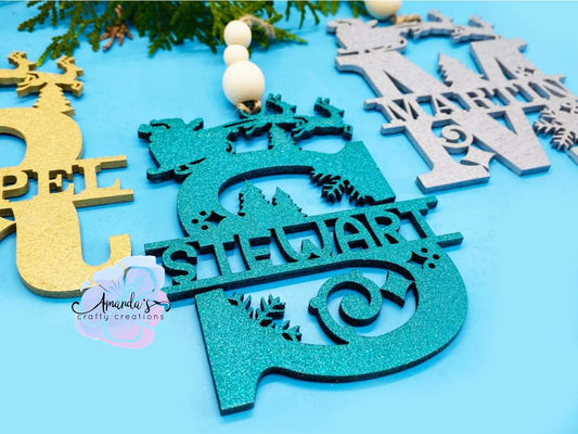 Customizable monogram, Santa's Sleigh ornament, custom ornaments, Christmas ornament, custom personalized ornament