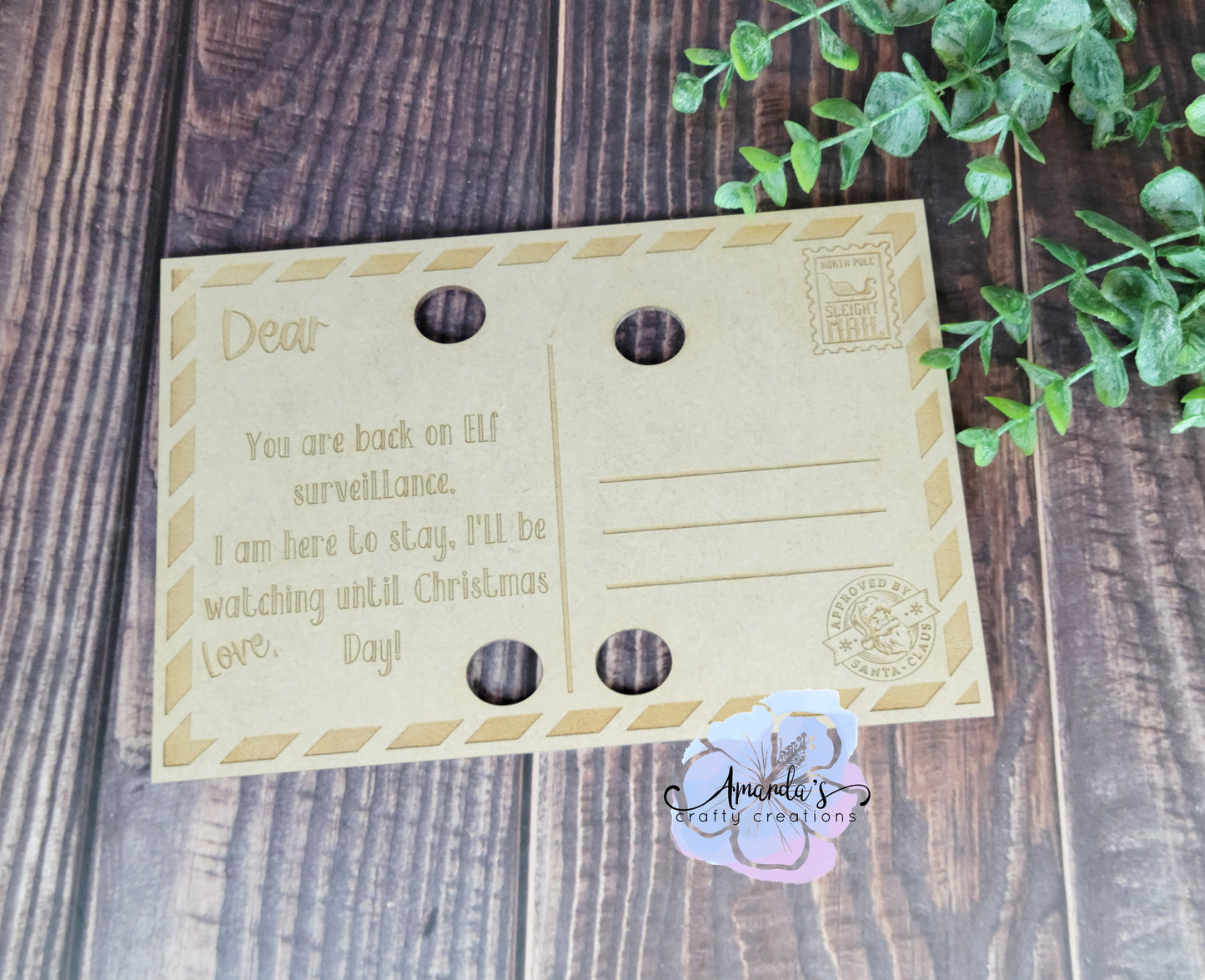 Customizable elf post card, you're on elf surveilance