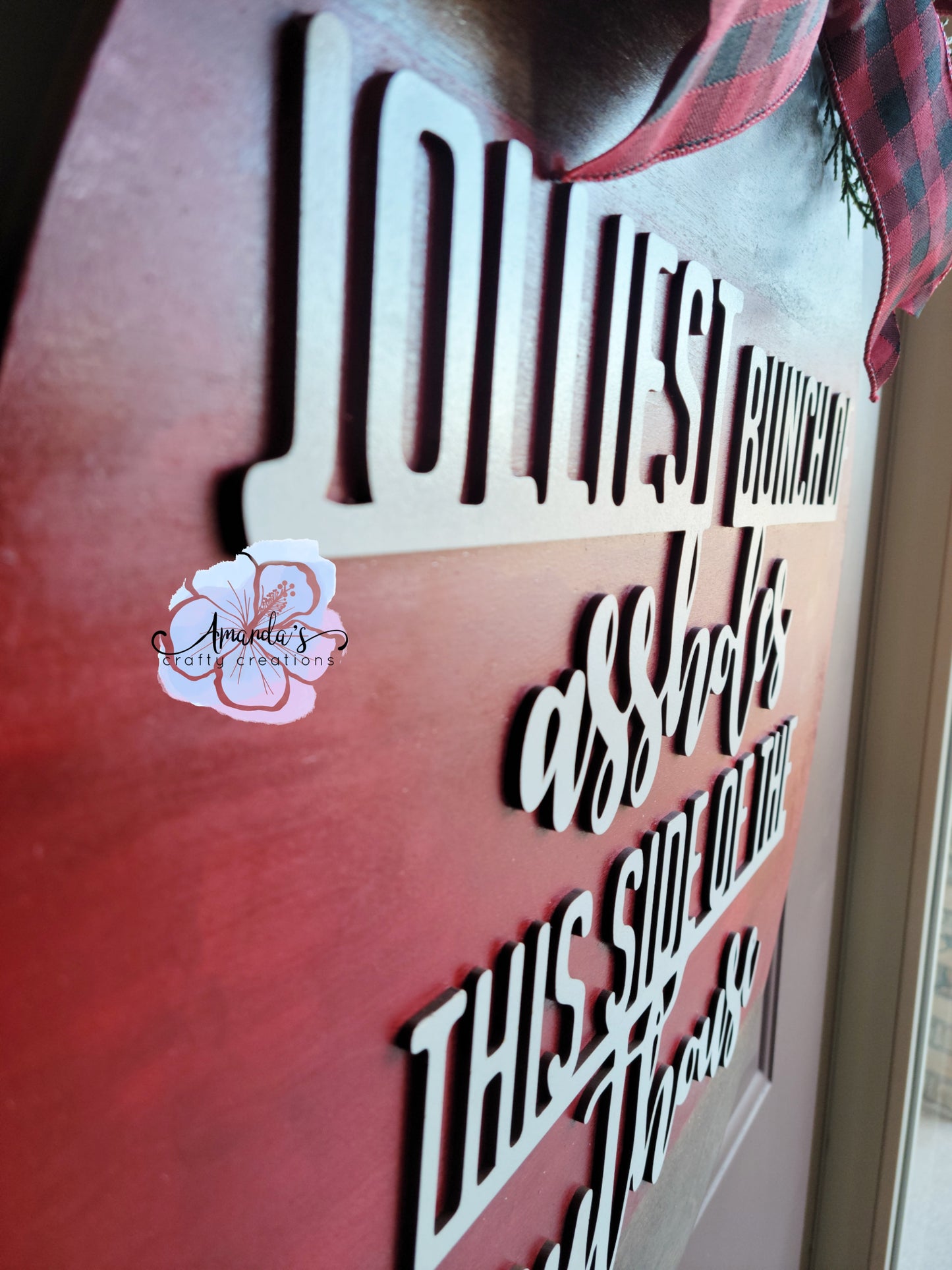 "Jolliest Bunch of Assholes" Christmas 3D laser cut door hanger, Jolliest bunch of assholes 3d wood round door hanger, door hanger