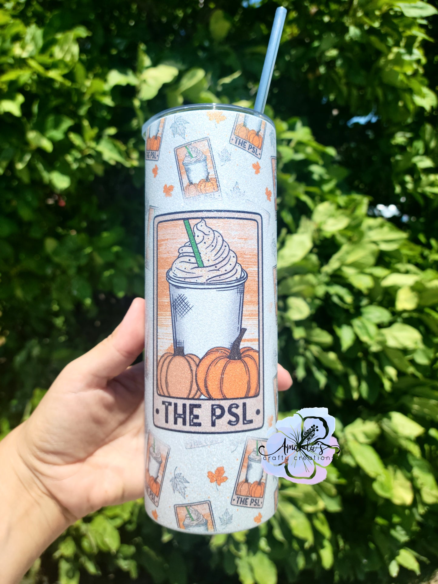 "The PSL" 20 oz or 30 oz tumbler, glitter, stainless steel tumbler, pumpkin, Fall, pumpkin spice latte, tumbler, metal tumbler with straw