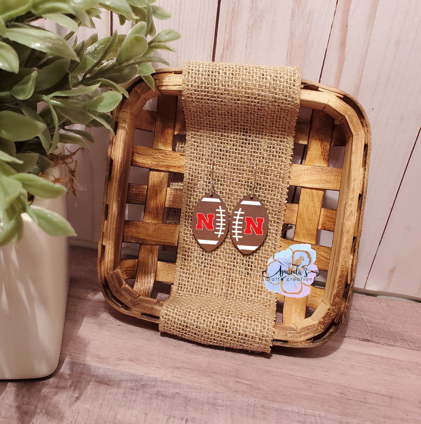 Football Drop Earrings, Dangle Earrings, Huskers Earrings, Nebraska Cornhuskers Jewelry, Licensed Nebraska Cornhusker Product, Drop Earrings, Football earrings