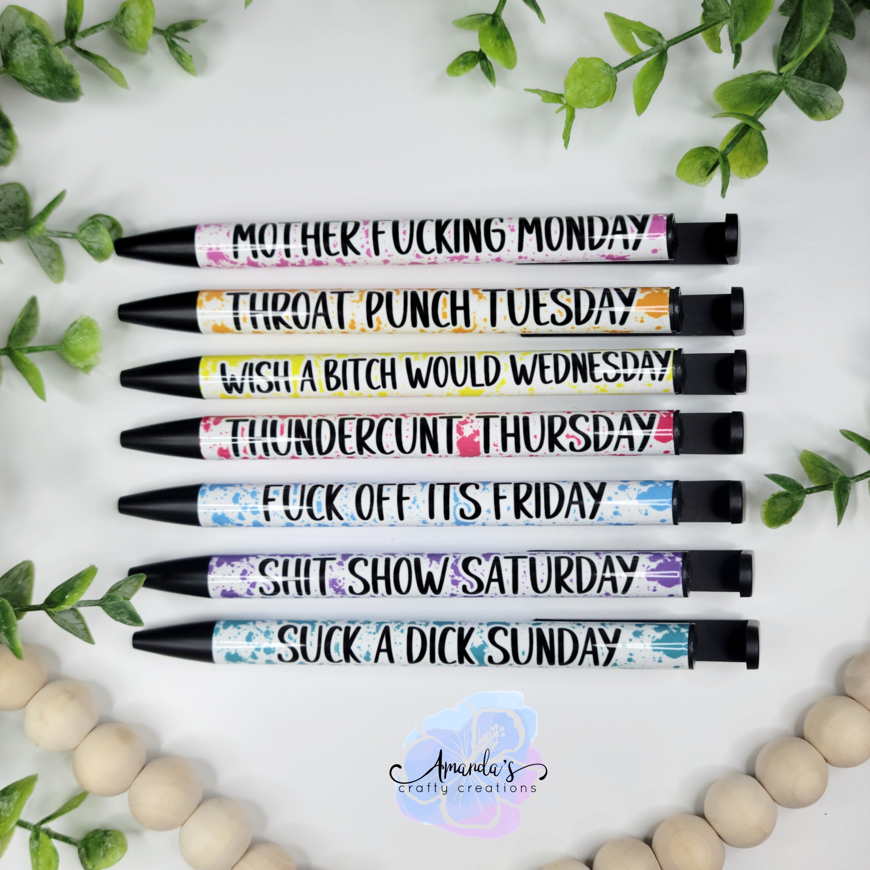 10 Pieces Funny Seven Days of the Week Pen Describing Mentality 1.0 mm  Office Pens with Sayings for Day of the Week Black Ink Funny Pen for Women  Men