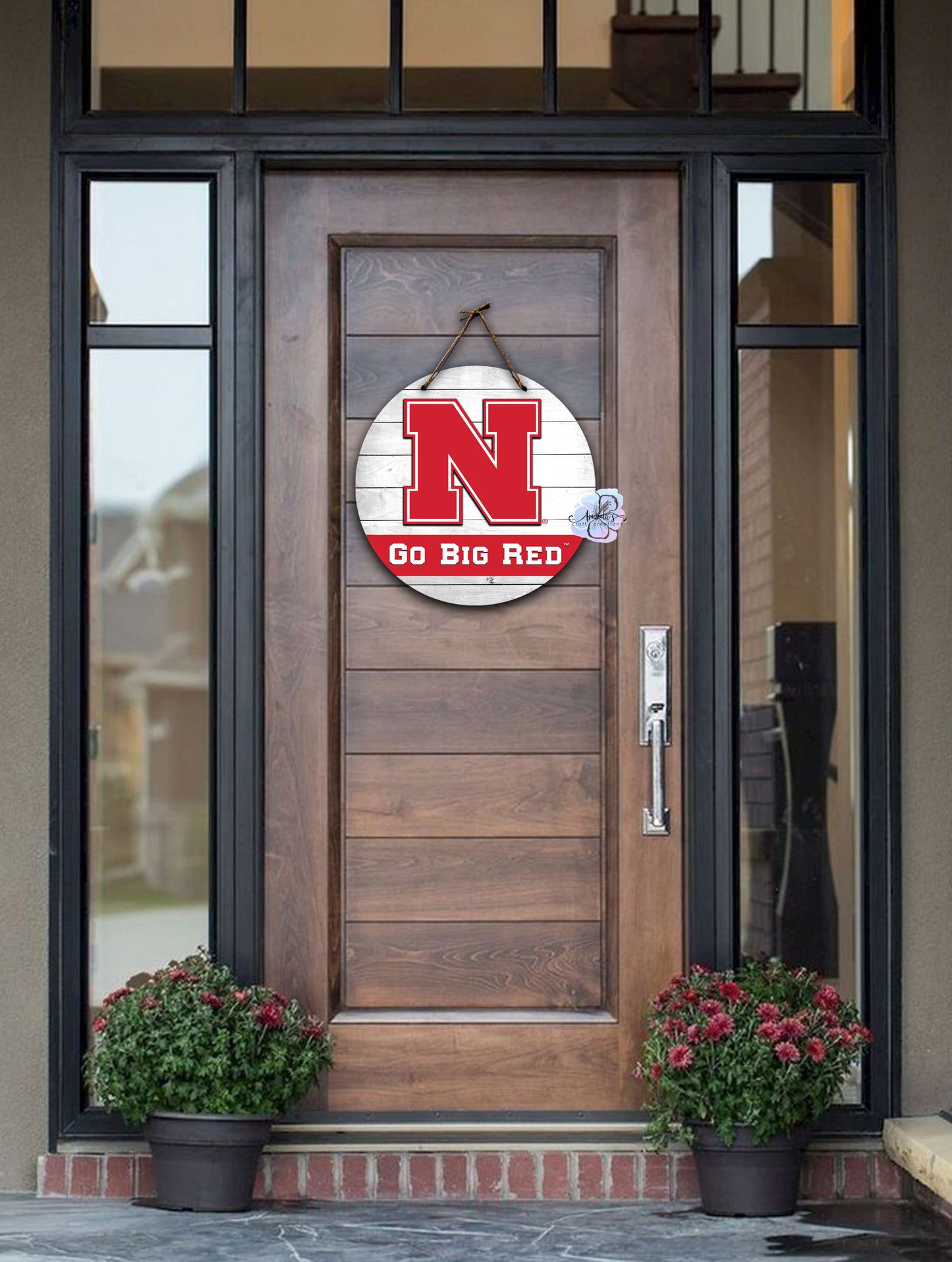 "Nebraska Huskers" front door Hanger Sublimation, Licensed Nebraska Cornhusker Product,Collegiate door hanger, University door hanger, Nebraska Huskers door hanger, NCAA, Round door hanger