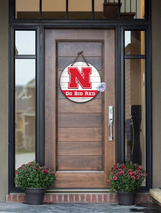 "Nebraska Huskers" front door Hanger Sublimation, Licensed Nebraska Cornhusker Product,Collegiate door hanger, University door hanger, Nebraska Huskers door hanger, NCAA, Round door hanger