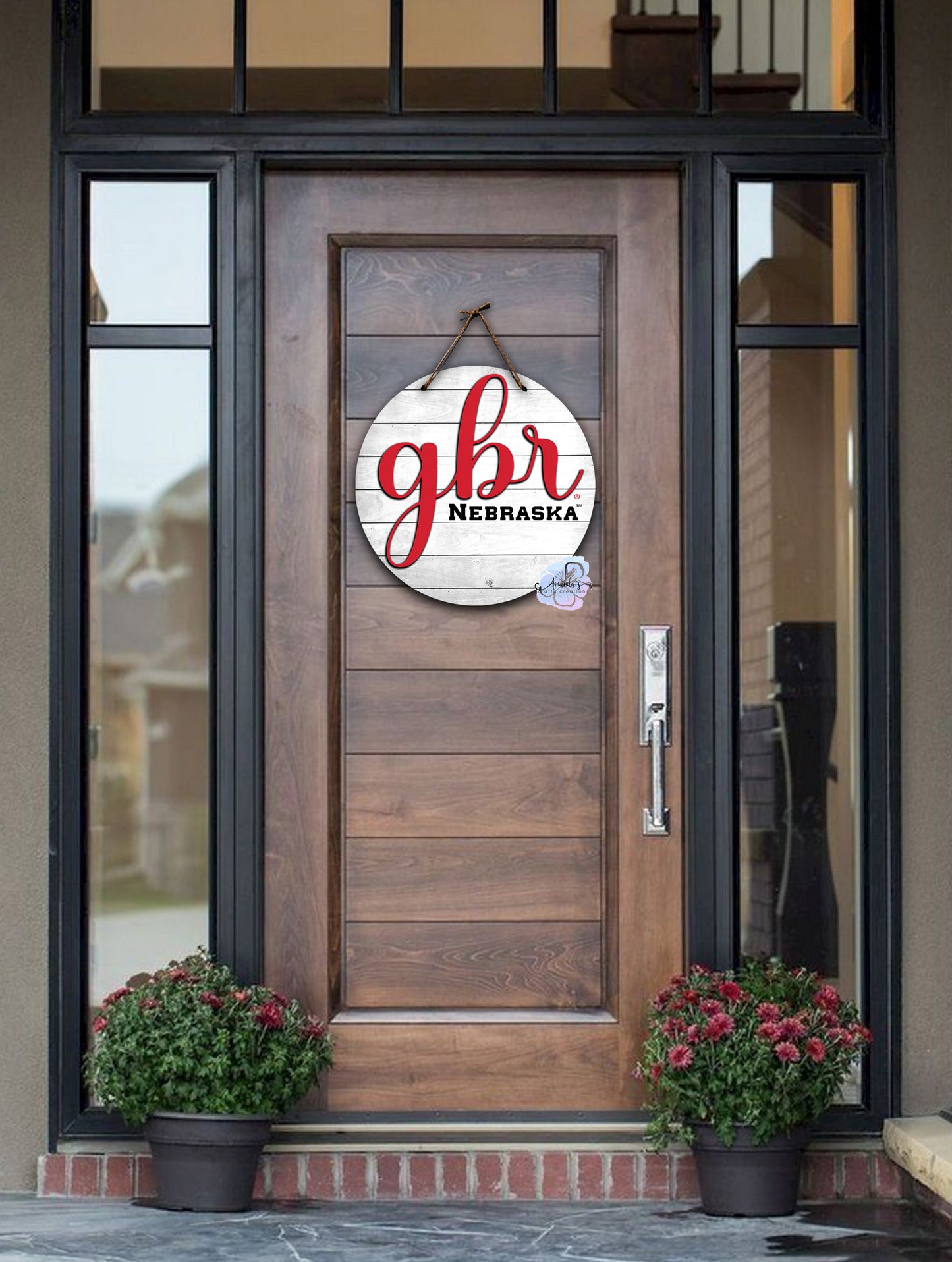 "Go Big Red" front door Hanger Sublimation, Licensed Nebraska Cornhusker Product, Collegiate door hanger, University door hanger, Nebraska Huskers door hanger, NCAA, Round door hanger