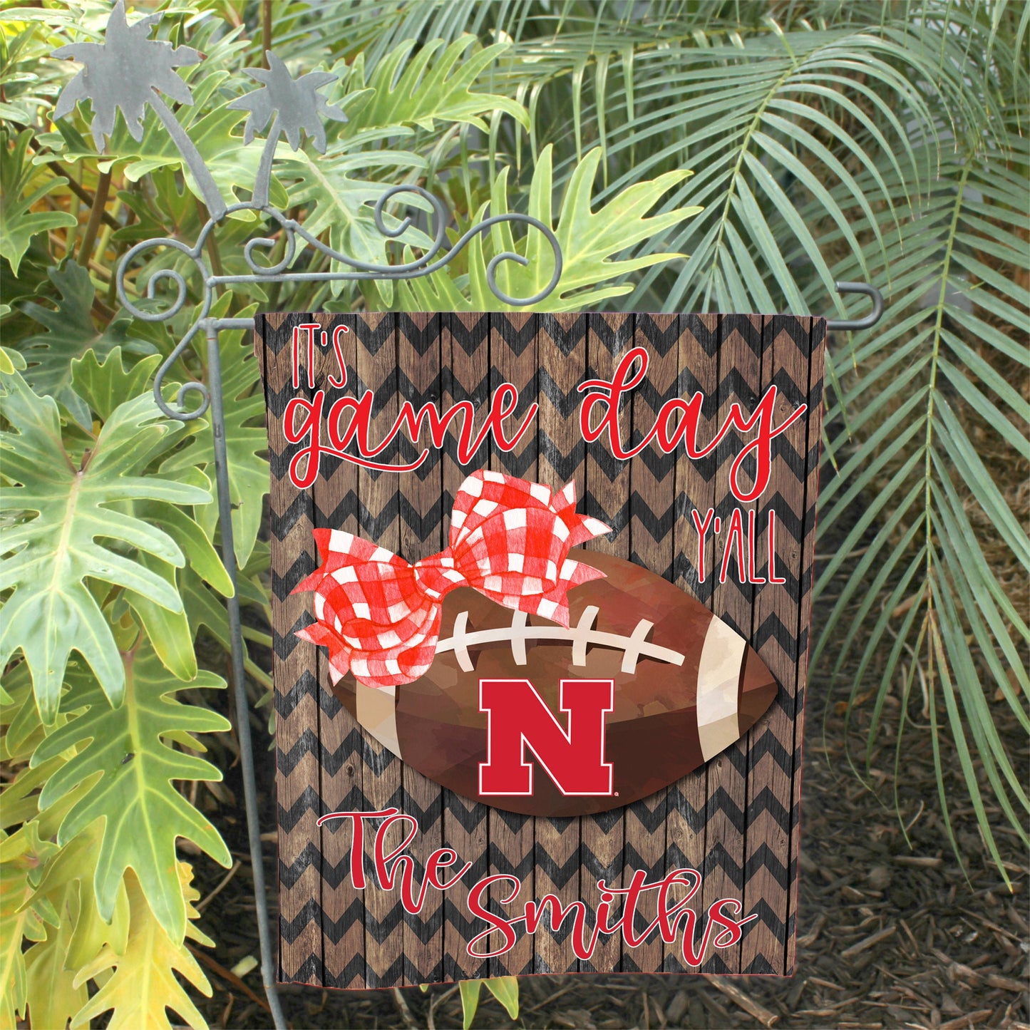 It's Gameday Y'all customizable Nebraska Cornhuskers garden flag
