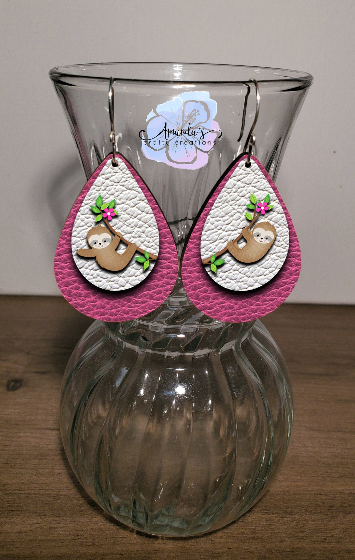Drop Earrings, tropical hanging sloth
