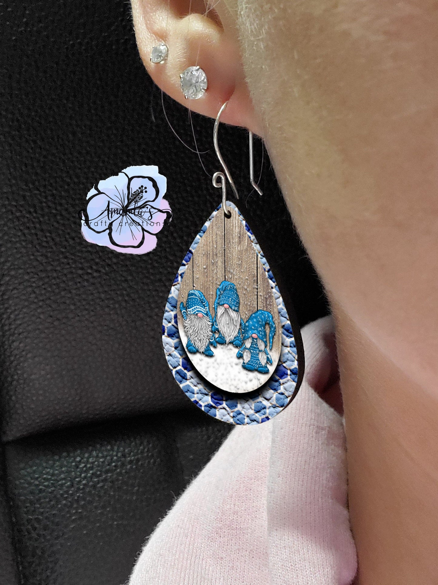 Drop Earrings, Dangle Earrings, Blue, Gnome Earrings, Gnomes, Winter Earrings, Teardrop Earrings, Drop earrings jewelry