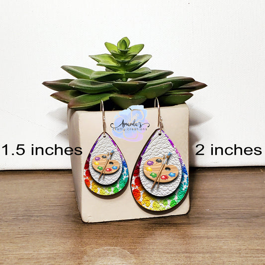 Drop Earrings, Dangle Earrings, Artist Earrings, Painters Earrings, Leather Texture Earrings, Holiday Earrings, Drop earrings jewelry