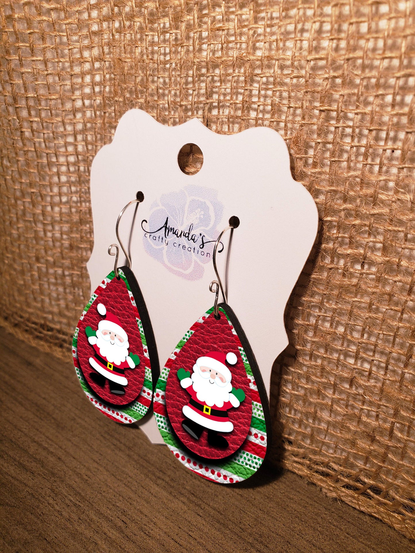 Drop Earrings, Dangle Earrings, Christmas, Santa, Cute Earrings, Leather Texture Earrings, Christmas Earrings, Drop earrings jewelry