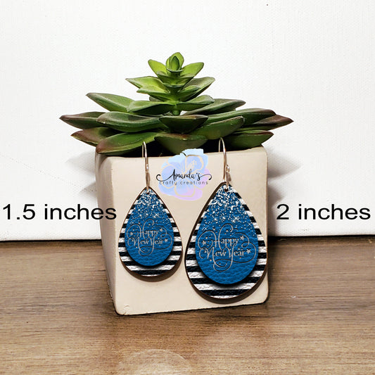 Drop Earrings, Dangle Earrings, Happy New Year, New Year Earrings, Leather Texture Earrings, Layered look earrings, Drop earrings jewelry