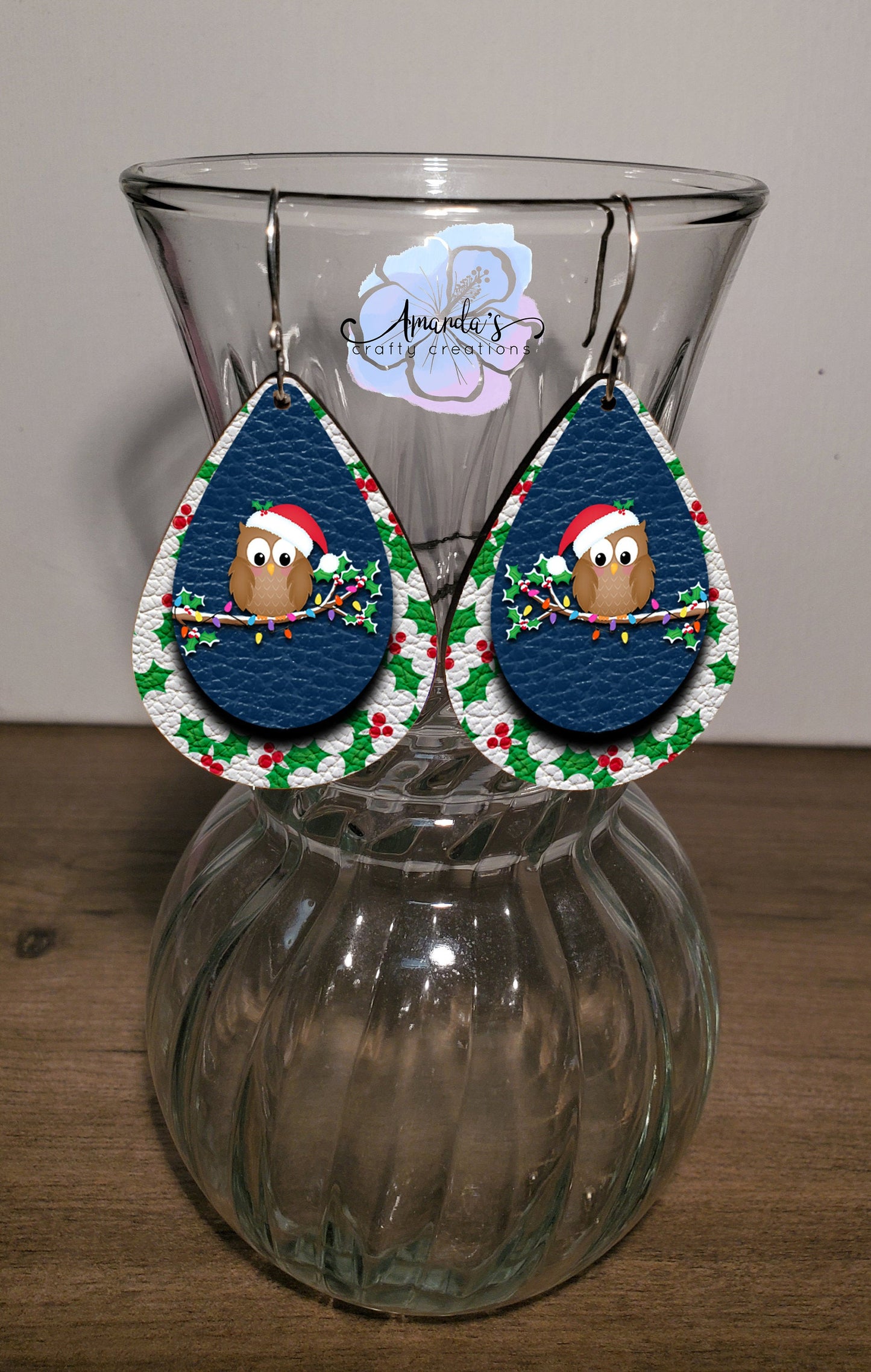 Drop Earrings, Christmas owls