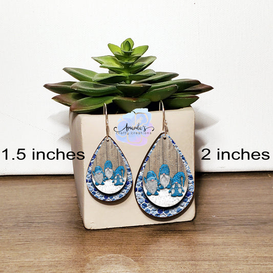 Drop Earrings, Dangle Earrings, Blue, Gnome Earrings, Gnomes, Winter Earrings, Teardrop Earrings, Drop earrings jewelry