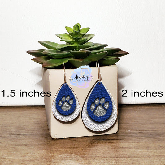 Drop Earrings, Dangle Earrings, Paw Print Earring, Paw Print Teardrop, Leather Texture Earring, Layered look earrings, Drop earrings jewelry
