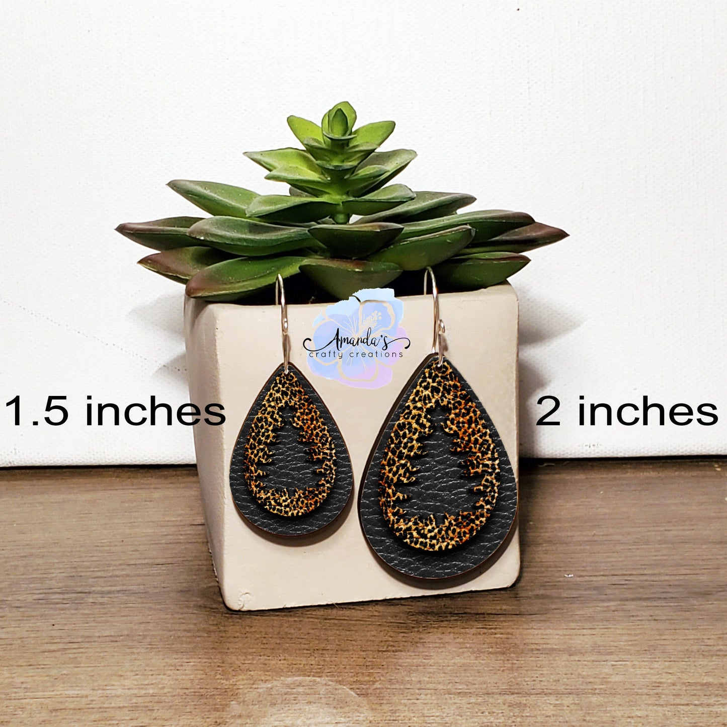 Drop Earrings, Dangle Earrings, Christmas Earrings, Leopard print, Tree, Christmas tree, Leopard, Holiday Earrings, Drop earrings jewelry