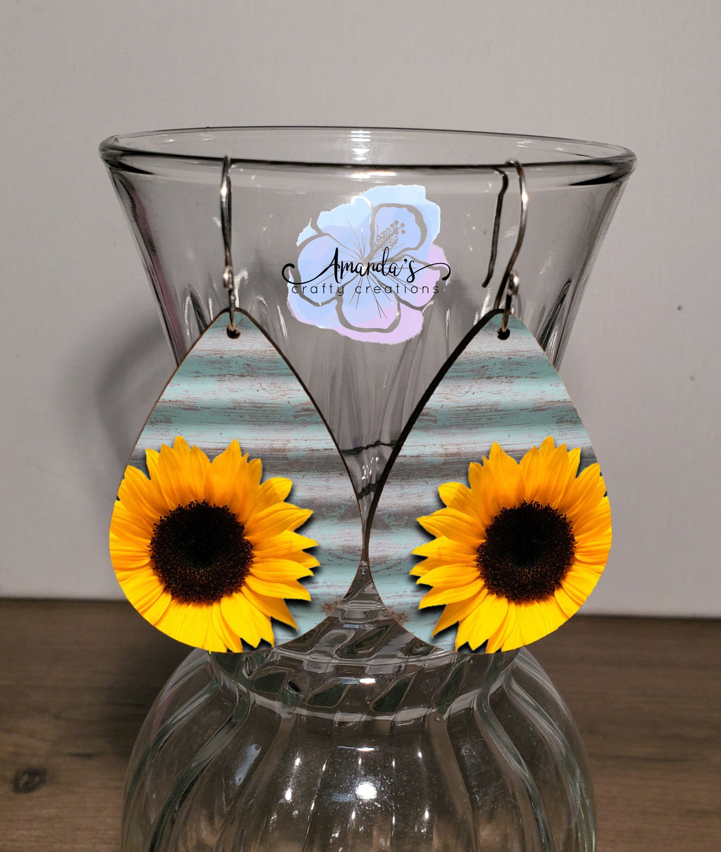 Drop Earrings, rustic sunflowers
