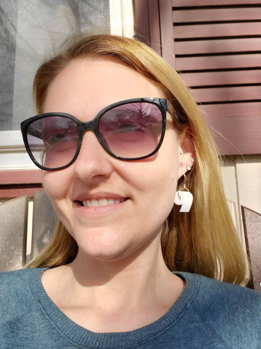 "Toilet paper earrings", 3d printed, 3d printed toilet paper roll earrings, earrings, 3d printed earrings