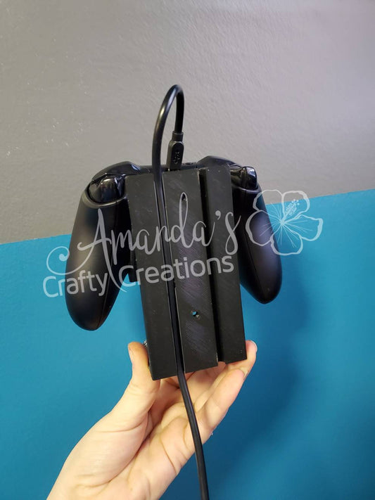 "Controller and Headphone Holder" - 3D Printed Video Game Controller & Headphone Wall Mount with Charging Cord Integration