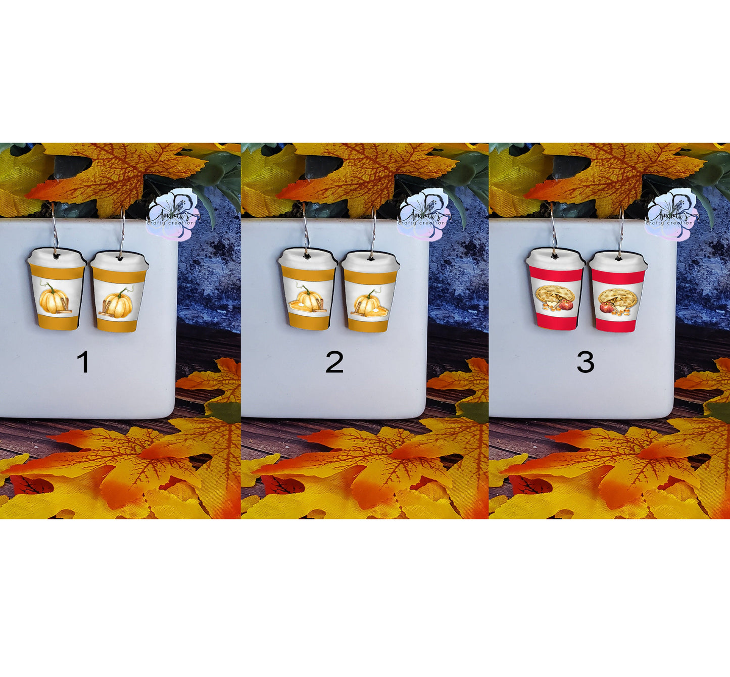 Drop Earrings, pumpkin spice latte