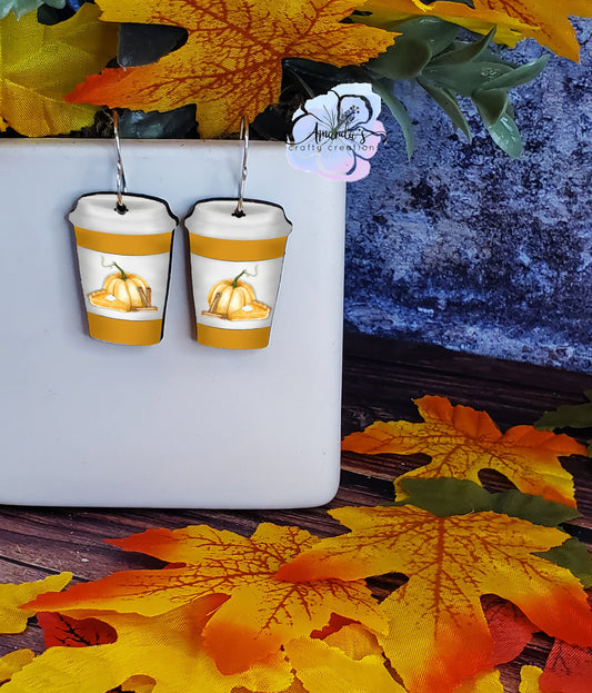 Drop Earrings, Dangle Earrings, Pumpkin Spice, Pumpkin, Apple Pie Cute Earrings, Leather Texture Earrings, Fall Earrings, Drop jewelry