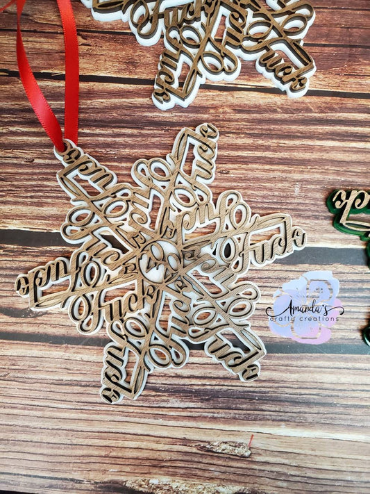 "Fuckflake" 2022, 2021 or 2020 ornament, coronavirus ornament, fuckflake, fuckflake ornament, fuck flake, layered ornament, adult humor, funny ornament
