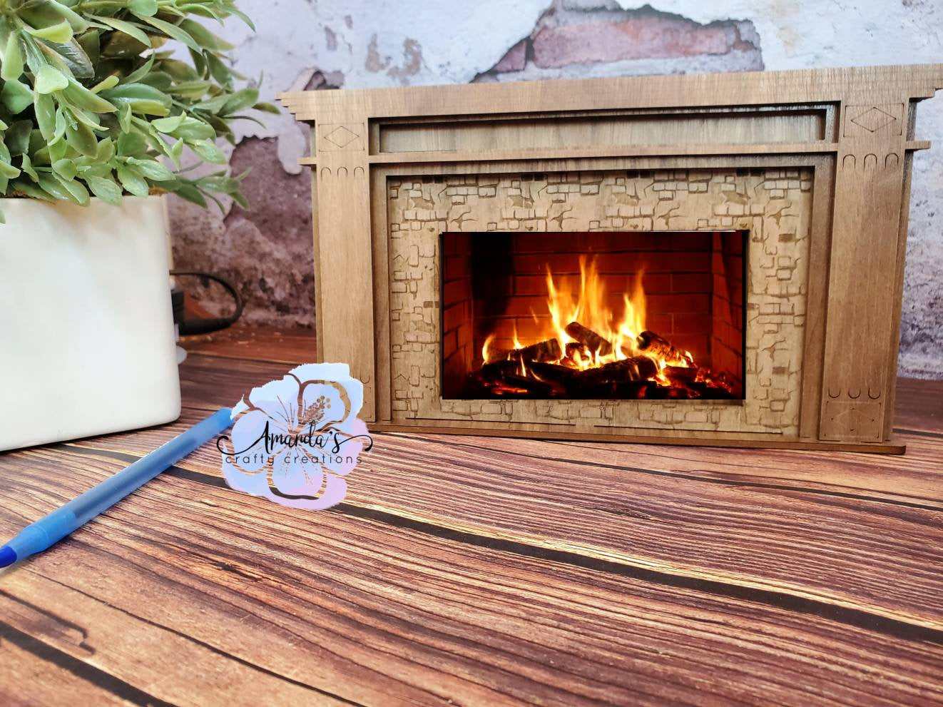 "Fireplace Phone Stand" Phone stand, fireplace phone stand, desktop fireplace stand, desktop decor, fun gift, cozy fireplace, office gift, desk, work