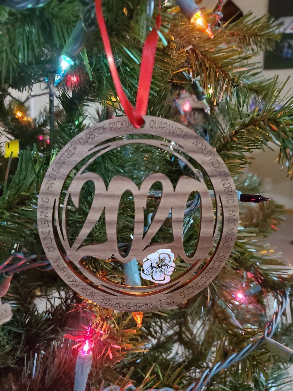 2020, world wide pandemic, social distancing, toilet paper shortage, work from home, online learning, hand sanitizer ornament