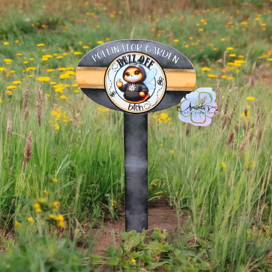 Pollinator Garden Sign, Garden Stake, Metal Garden Marker, Bees