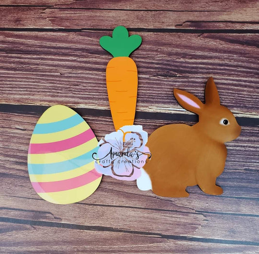Easter tags for Easter baskets, an egg, carrot, and bunny