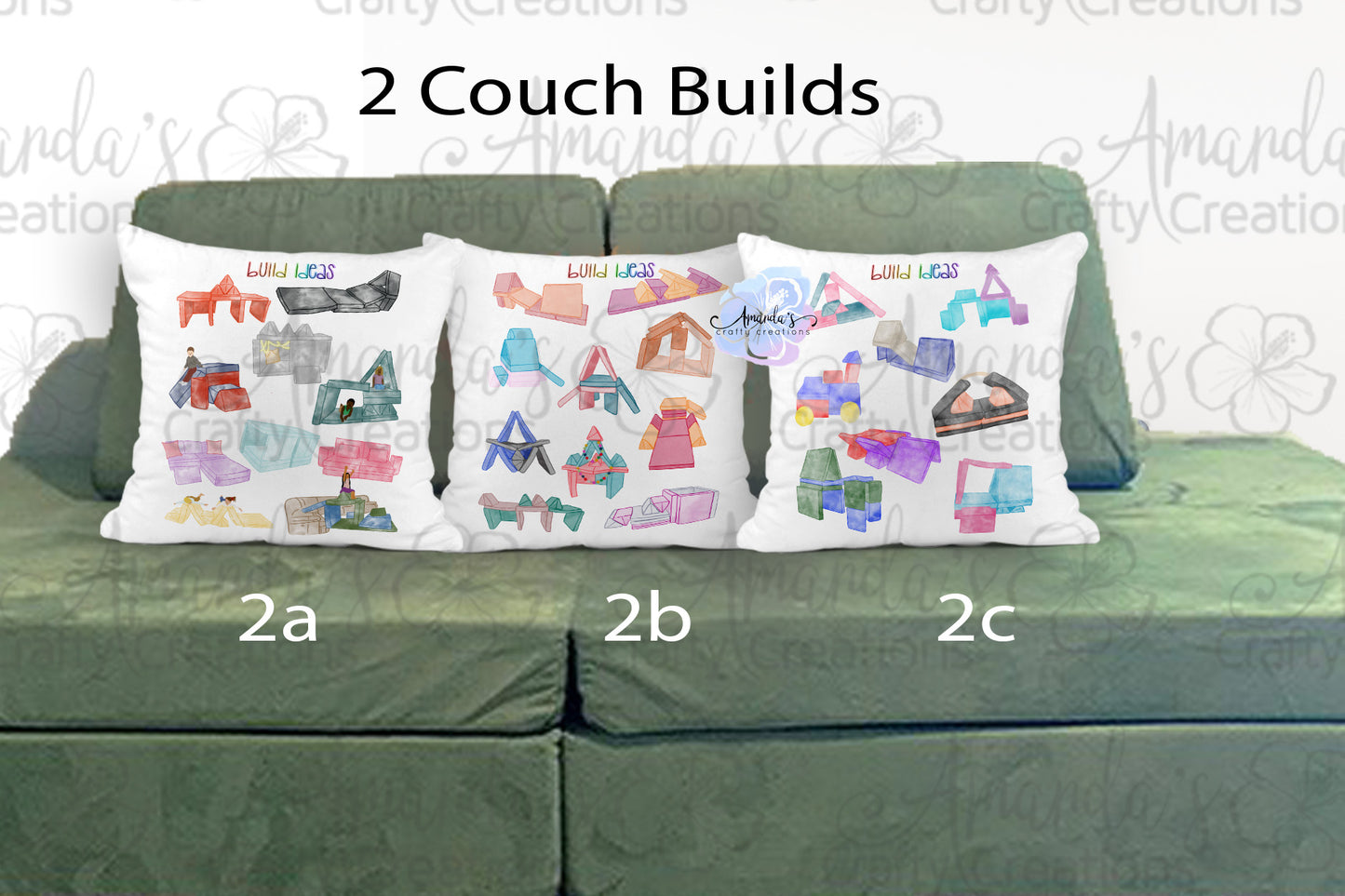 Customizable Play Couch configuration pillow case, watercolor image, play couch uses, pillow case for play room, playroom decor