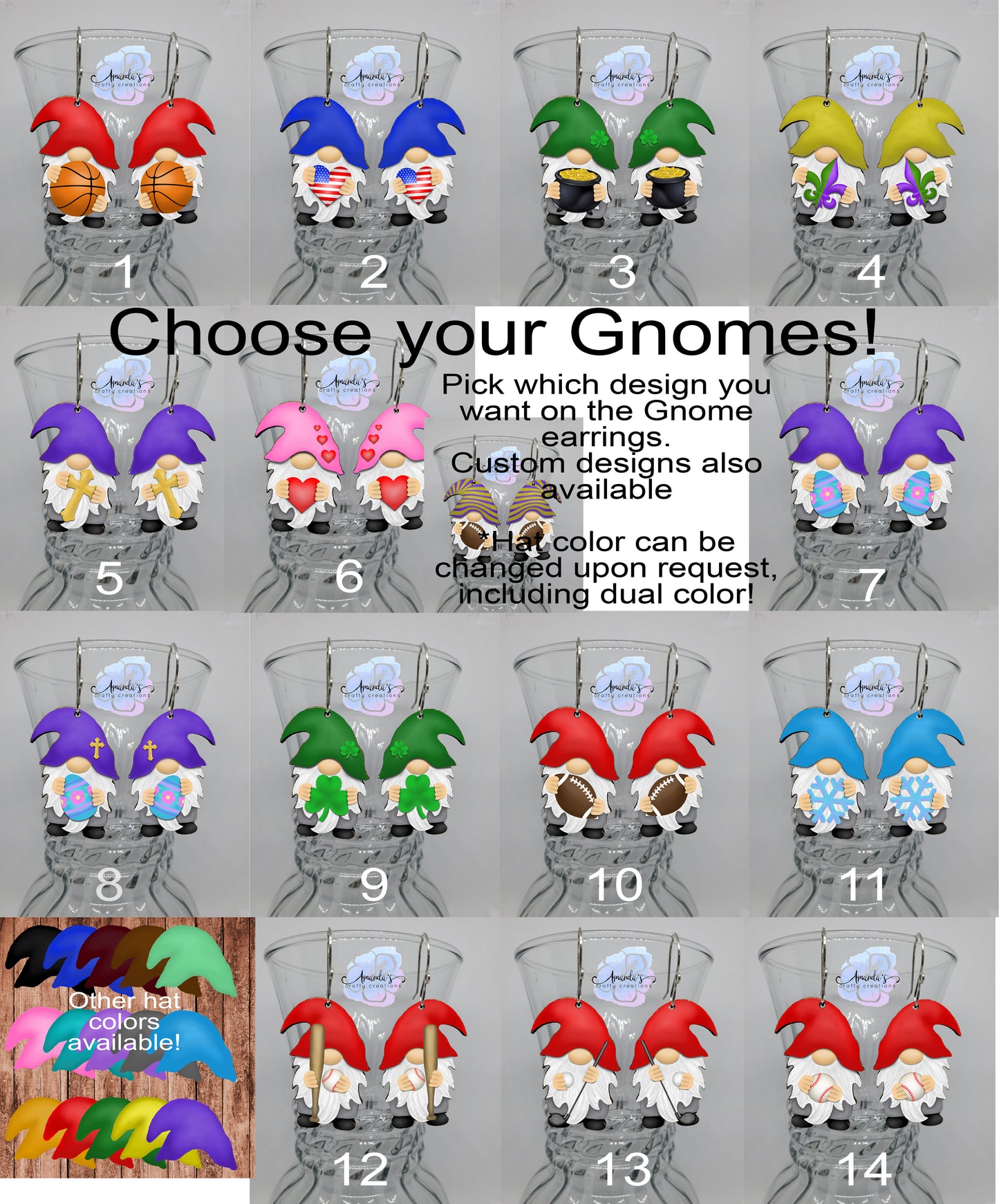 Drop Earrings, Gnome Earrings, Hanging Gnome Earrings, DOUBLE-SIDED naked butt Gnome earrings