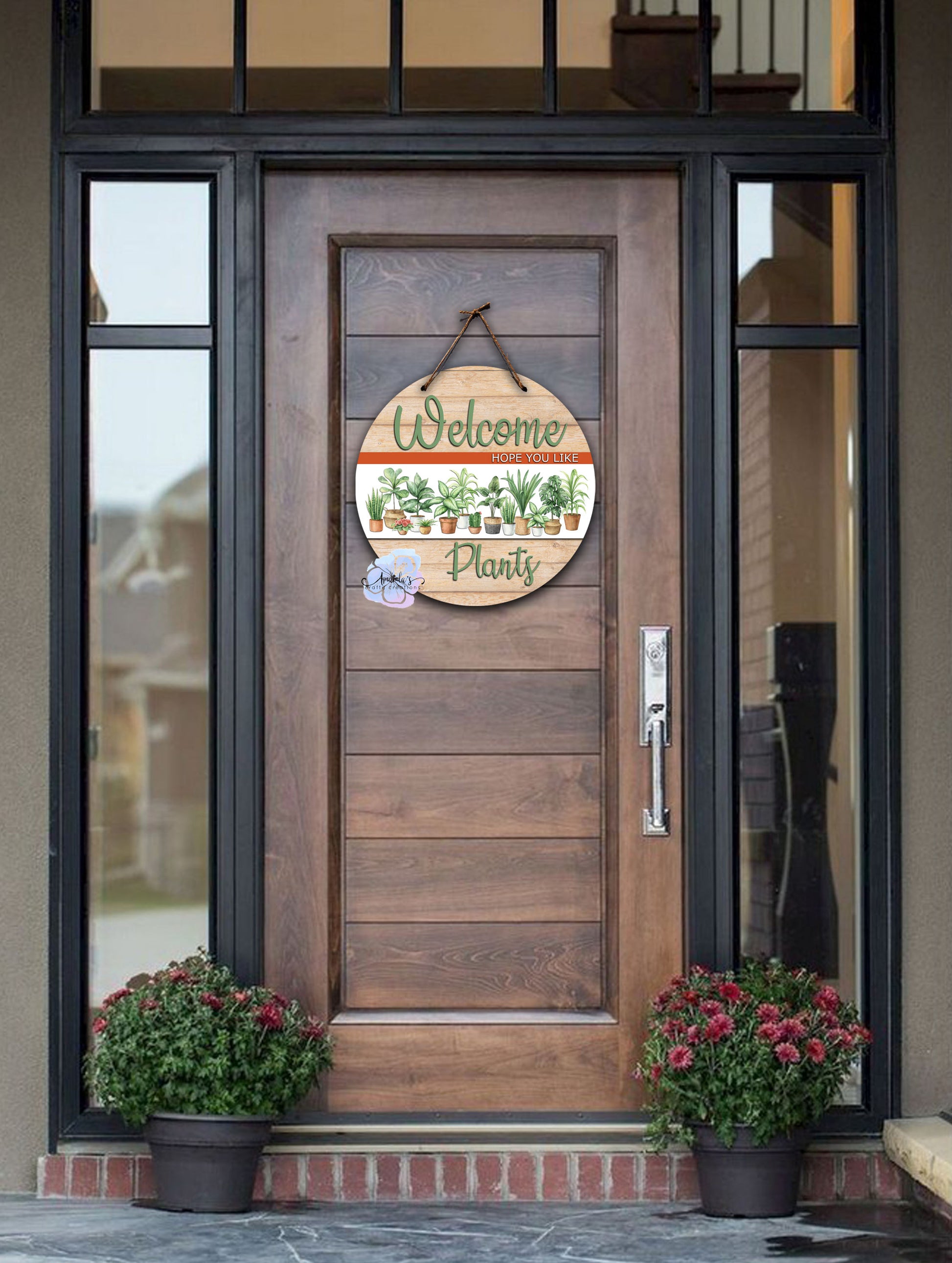 front door plant hanger Welcome Plants" door Hanger, Plant lover door hanger, plant lover wel – Amanda's Crafty Creations