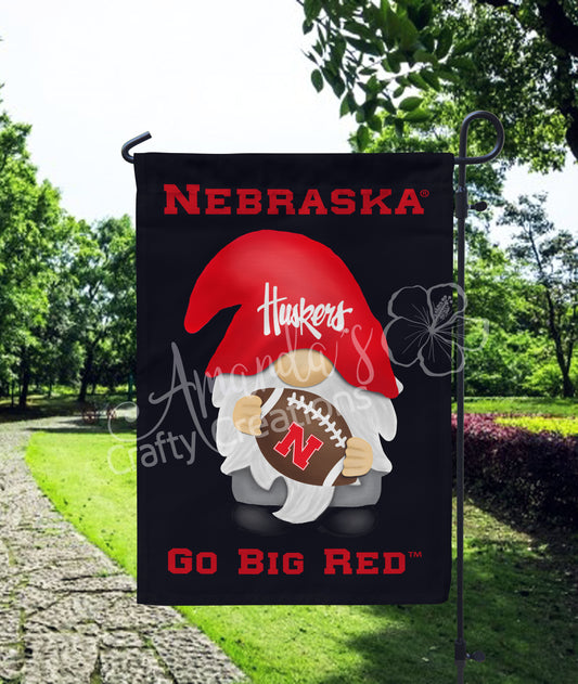 Nebraska Huskers Gnome garden flag Go Big Red
