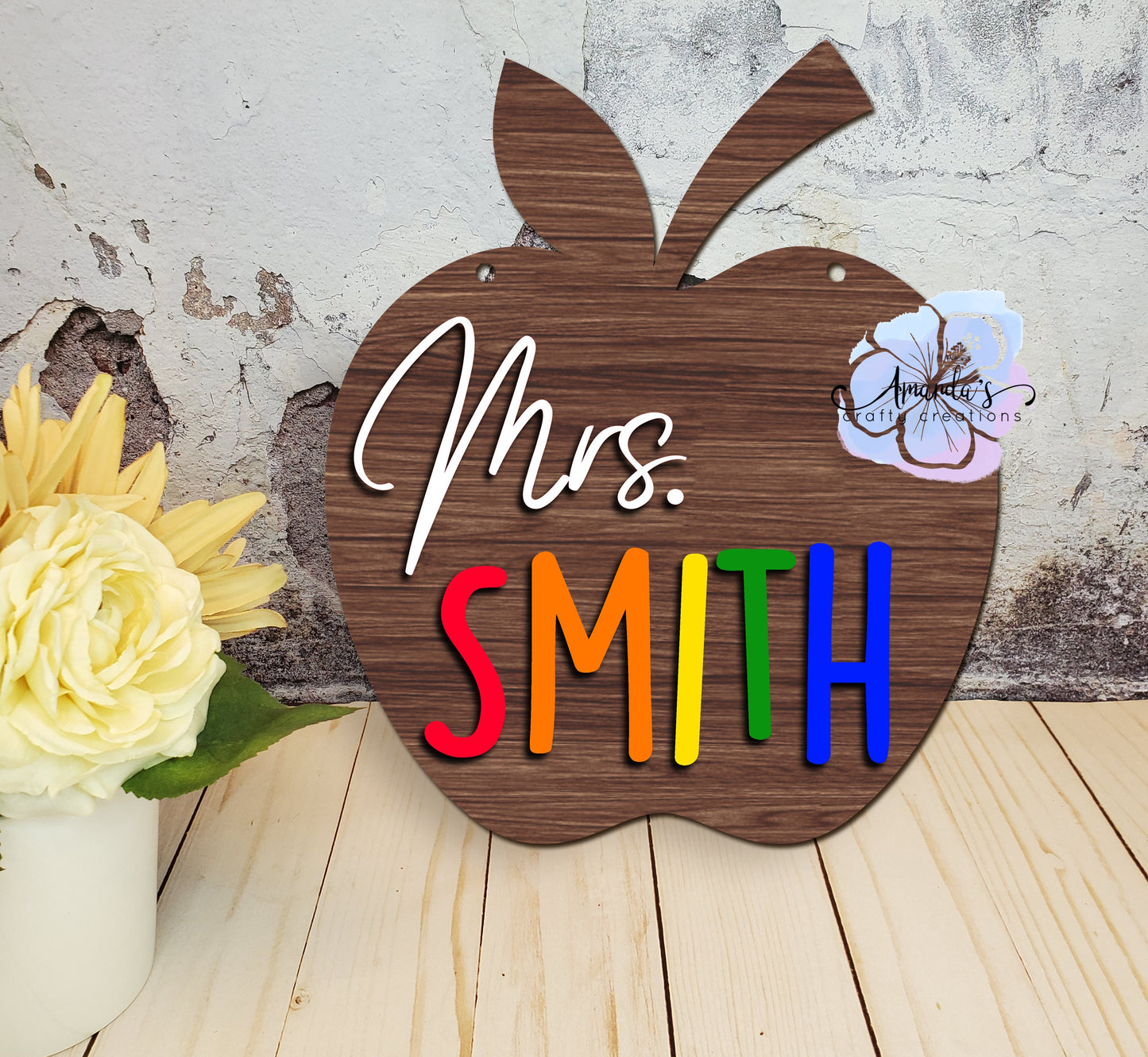 Customizable Teacher Appreciation gift, laser cut apple sign, 3d or printed apple teacher sign